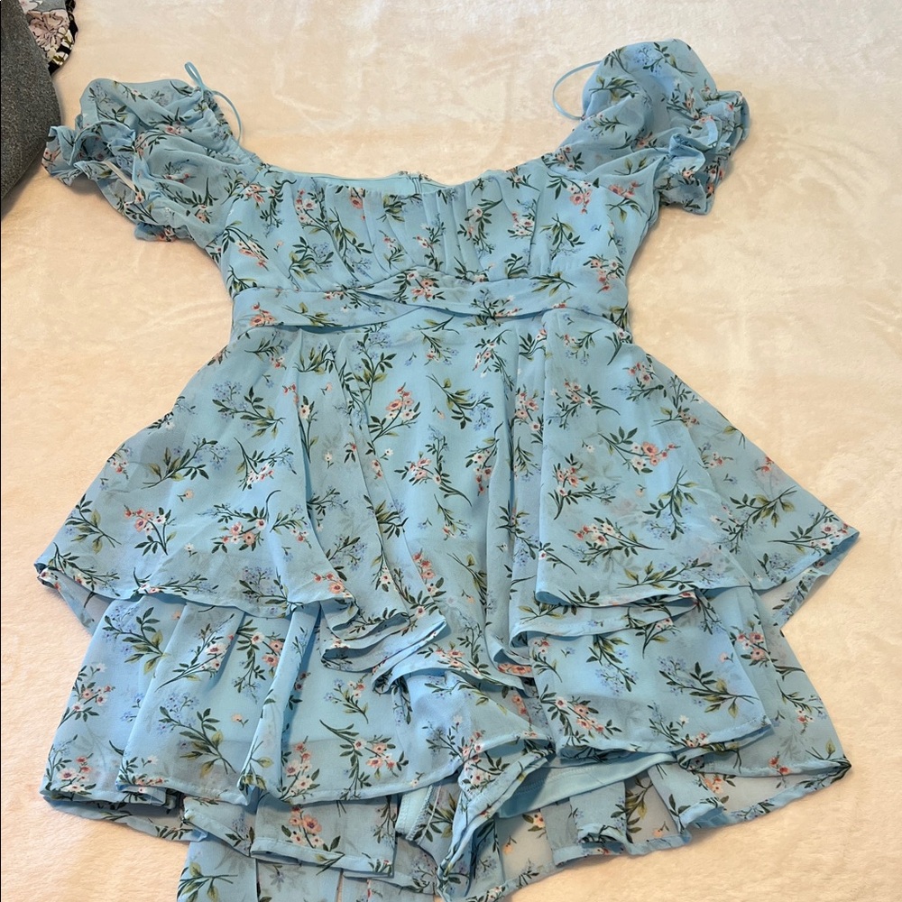 Francesca's Collections Blue Floral Mini Dress